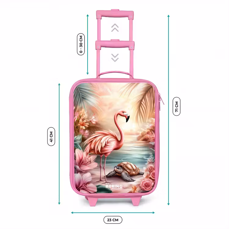 Kinderkoffer Rosa - Flamingo und Schildkröte an einem rosa Strand. — 7