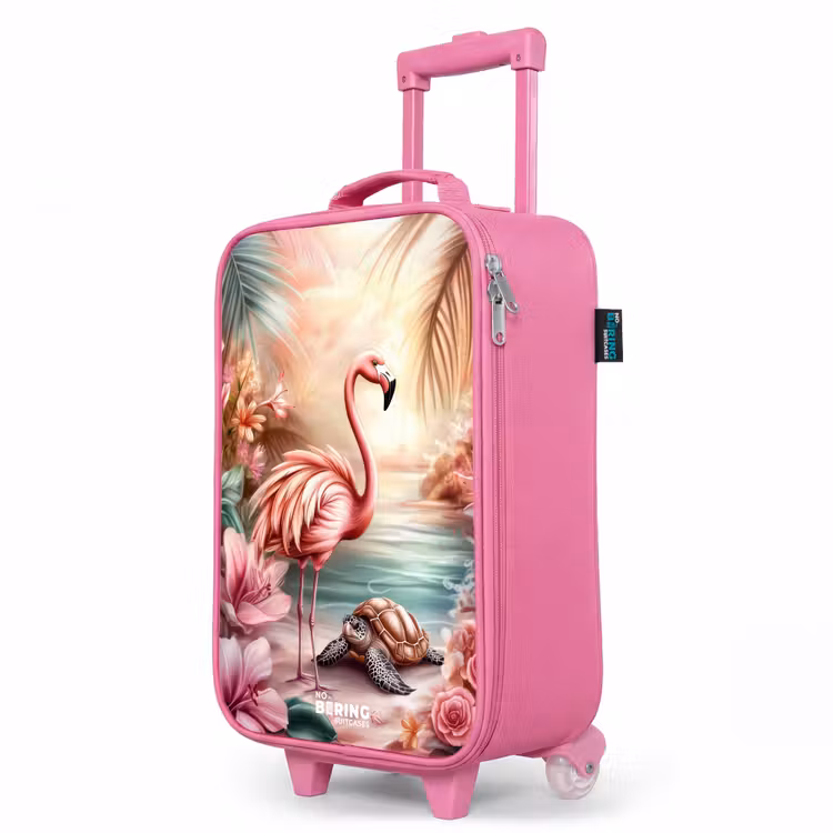 Kinderkoffer Rosa - Flamingo und Schildkröte an einem rosa Strand. — 8