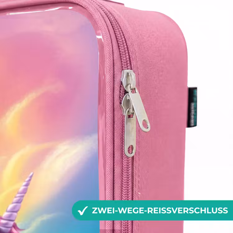 Kinderkoffer Rosa - Goldschwänzige Meerjungfrau mit weißem Einhorn — 5