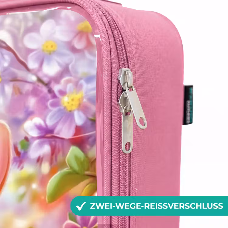 Kinderkoffer Rosa - Hirsch und Eichhörnchen in einem bunten Blumenfeld — 5