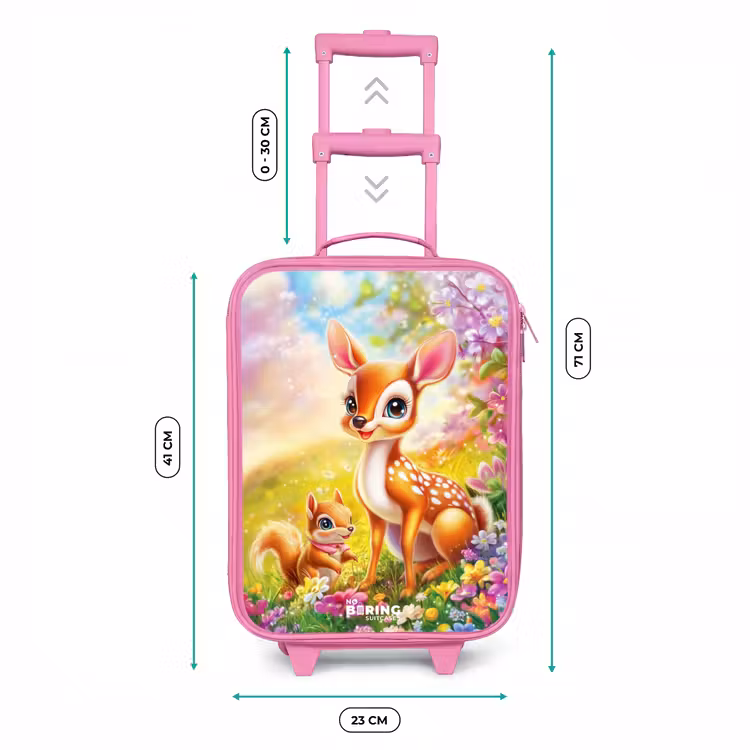 Kinderkoffer Rosa - Hirsch und Eichhörnchen in einem bunten Blumenfeld — 7
