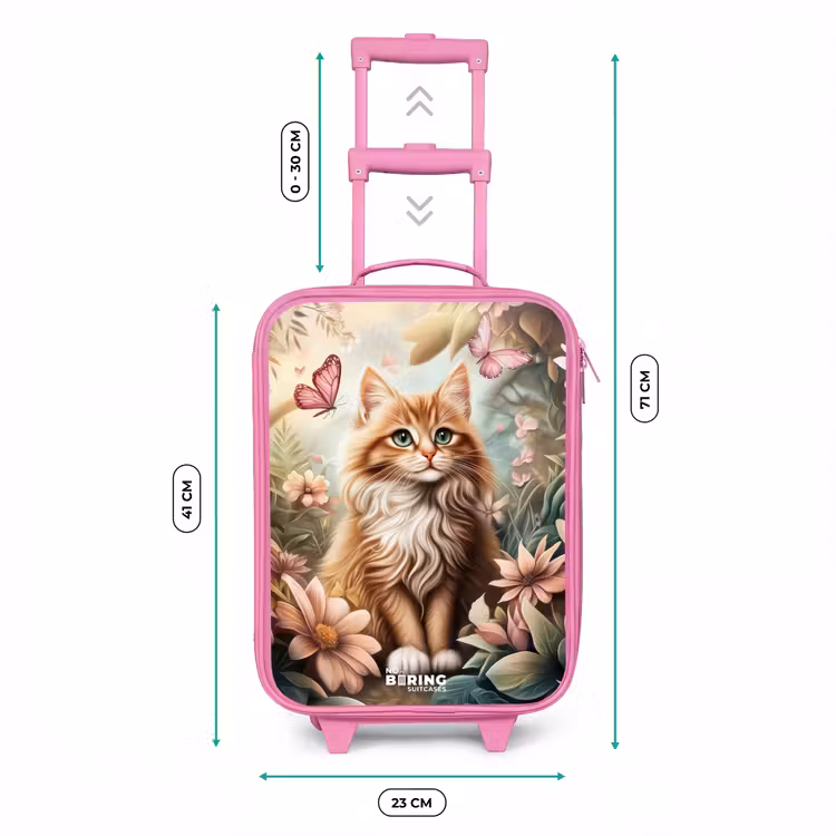 Kinderkoffer Rosa - Katze im Blumenfeld mit rosa Schmetterlingen. — 7