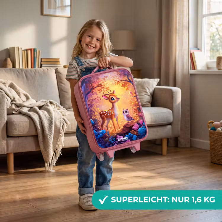 Kinderkoffer Rosa - Kleines Reh und Eule in einem rosa Märchenwald — 3