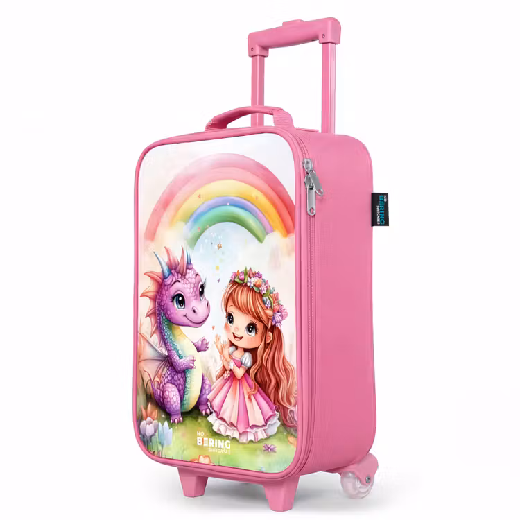 Kinderkoffer Rosa - Mädchen mit lila Drache unter Regenbogen — 8