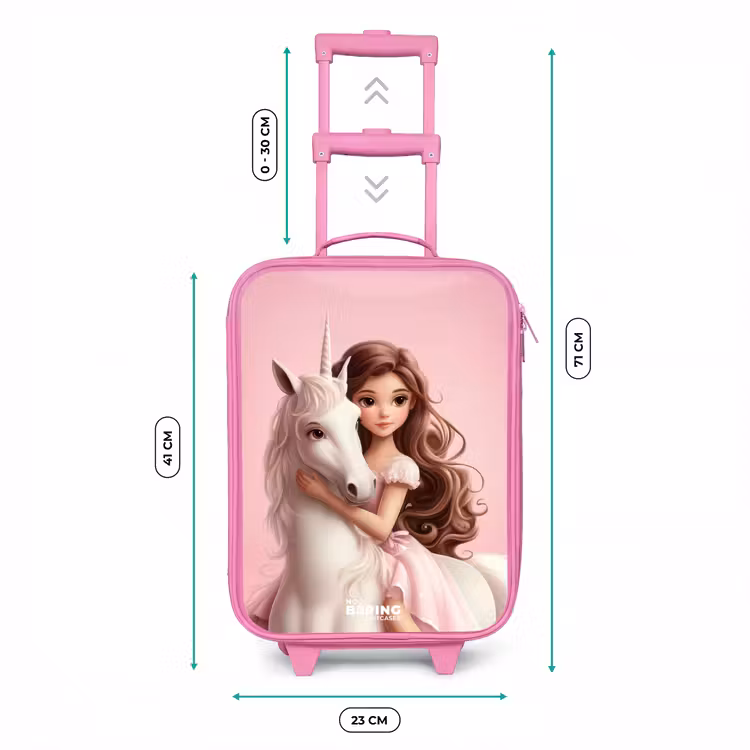 Kinderkoffer Rosa - Mädchen mit weißem Einhorn auf rosa Hintergrund — 7