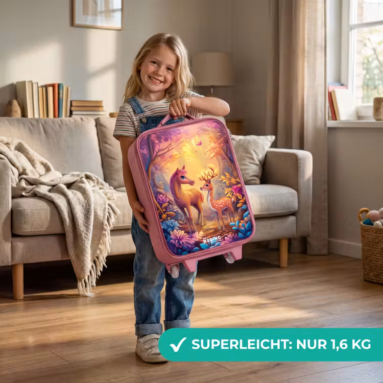 Kinderkoffer Rosa - Pferd und Hirsch in einem rosa Märchenwald — 3