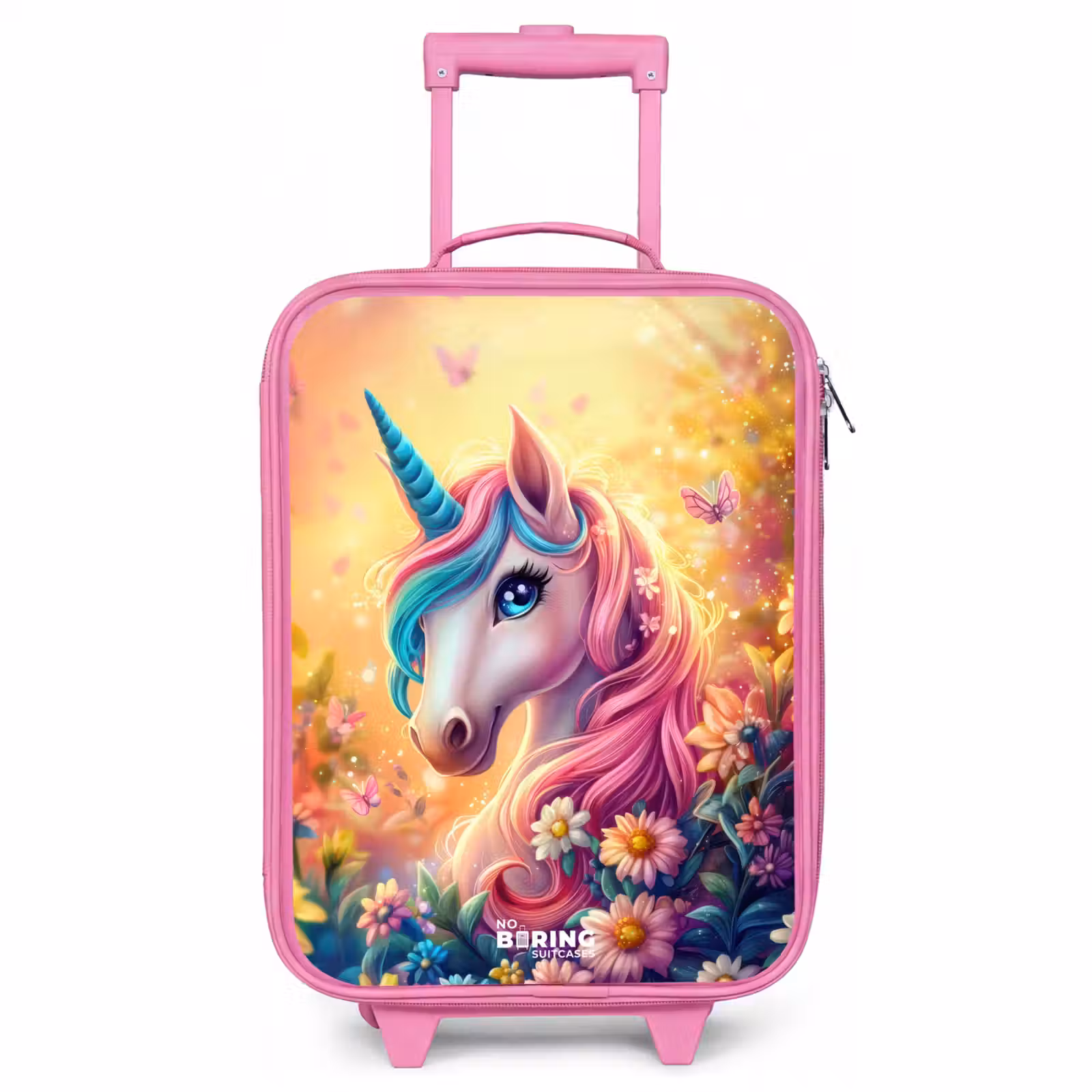 Kinderkoffer Rosa - Einhorn mit bunten Blumen — 1