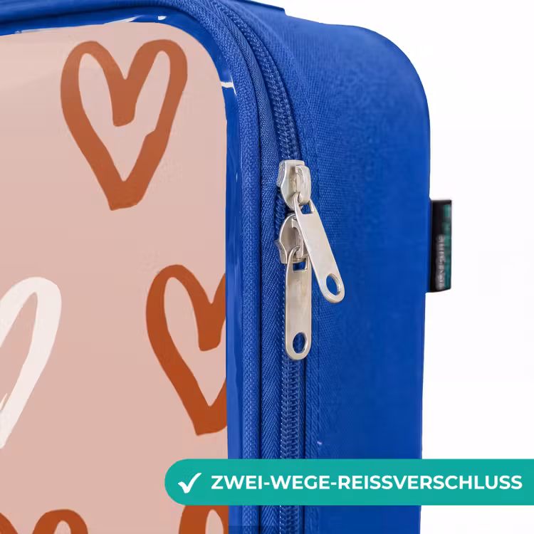 Kinderkoffer Blau - Herzmuster in Rosa und Weiß — 5