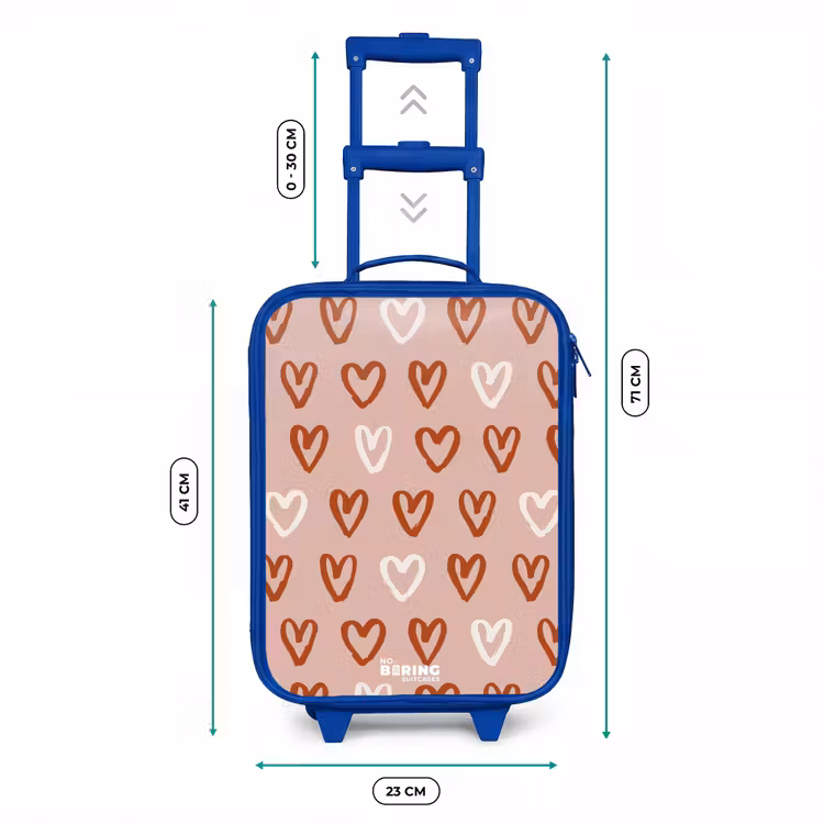 Kinderkoffer Blau - Herzmuster in Rosa und Weiß — 7