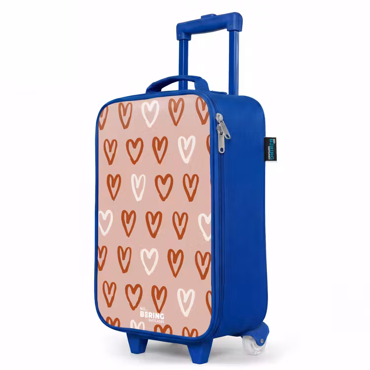 Kinderkoffer Blau - Herzmuster in Rosa und Weiß — 8