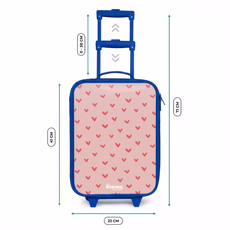Kinderkoffer Blau - Herzmuster mit rosa Farben — 7