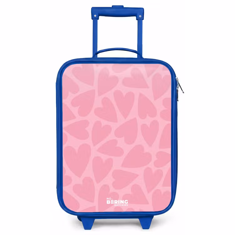 Kinderkoffer Blau - Rosa Herzen Muster — 1