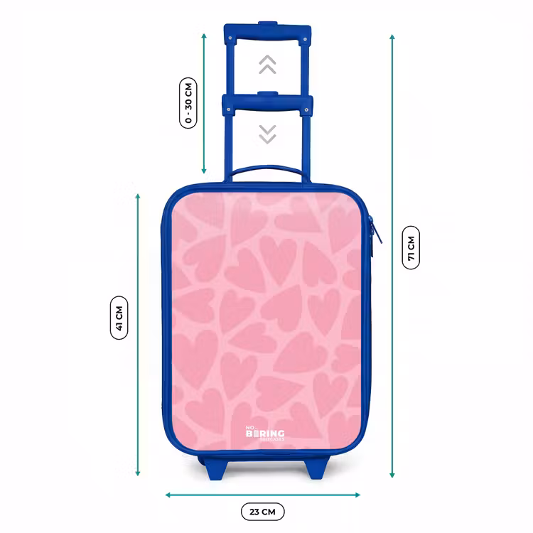 Kinderkoffer Blau - Rosa Herzen Muster — 7