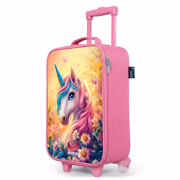 Kinderkoffer Rosa - Einhorn mit bunten Blumen — 8
