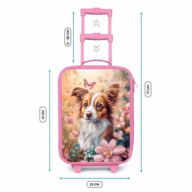 Kinderkoffer Rosa - Hund im Blumenfeld mit Schmetterlingen — 7