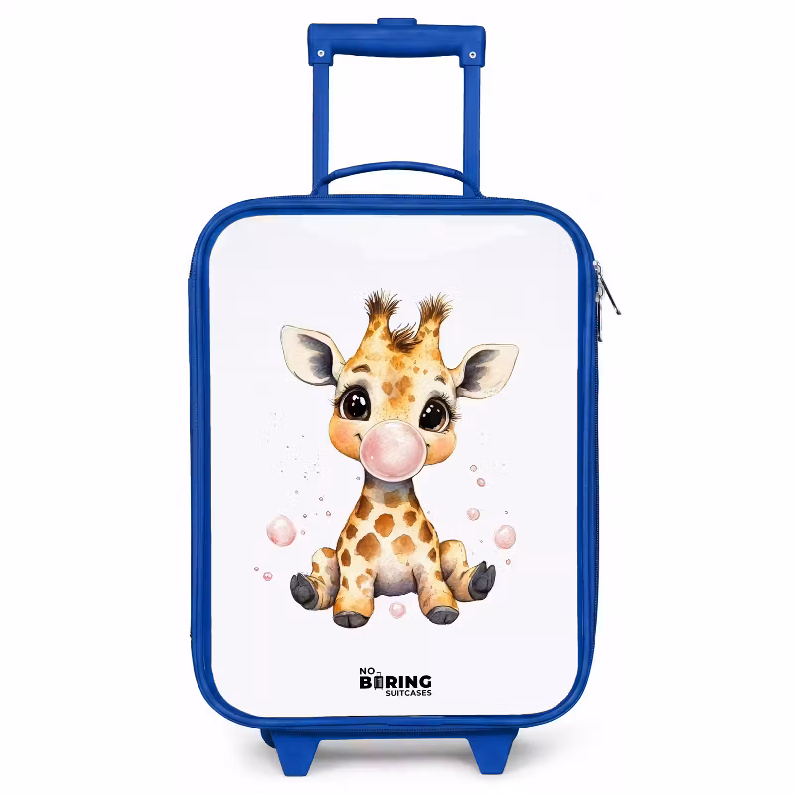 Kinderkoffer Blau - Giraffe mit rosa Gummitier — 1
