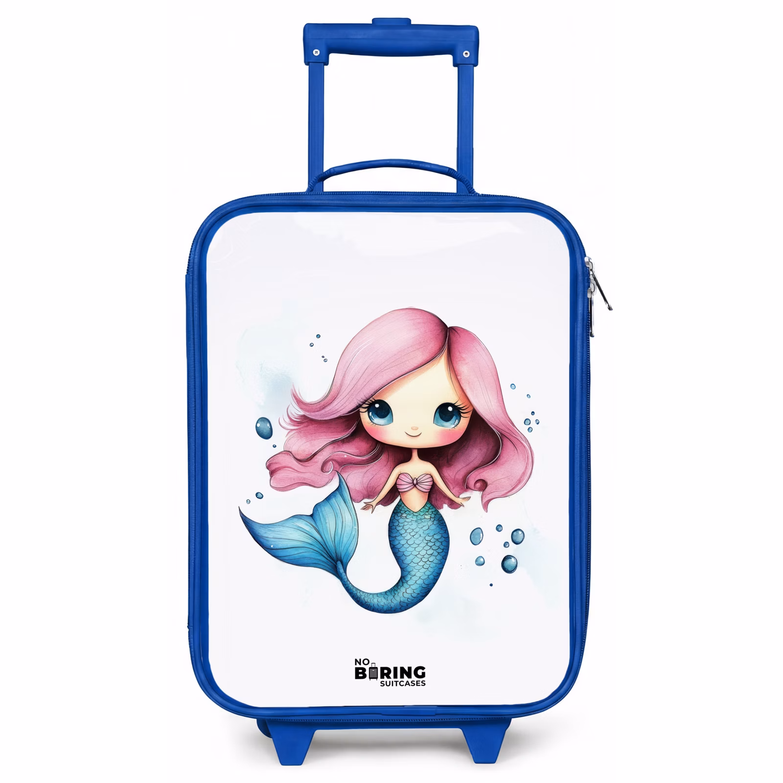 Kinderkoffer Blau - Meerjungfrau mit rosa Haaren und blauem Schwanz zwischen Blasen — 1