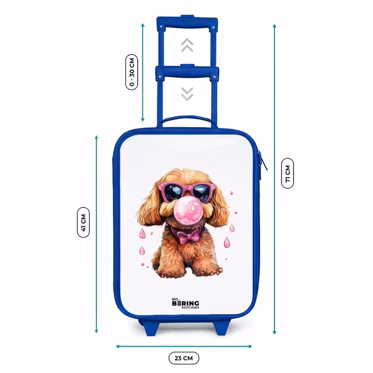 Kinderkoffer Blau - Brauner Hund mit rosa Brille und Kaugummi — 7