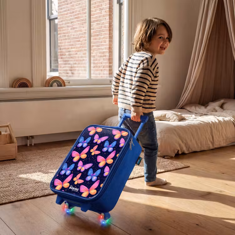 Kinderkoffer Blau - Bunte Schmetterlinge in Rosa und Blau — 2