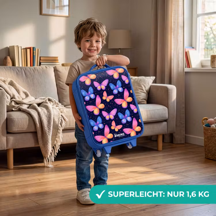 Kinderkoffer Blau - Bunte Schmetterlinge in Rosa und Blau — 3