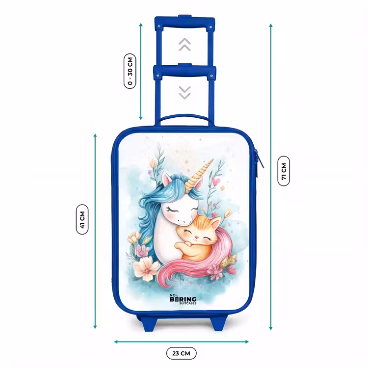Kinderkoffer Blau - Einhorn mit blauer Mähne und orangefarbenem Kätzchen — 7