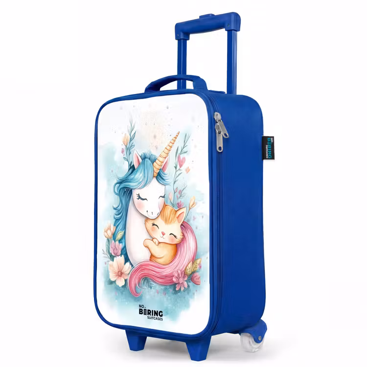 Kinderkoffer Blau - Einhorn mit blauer Mähne und orangefarbenem Kätzchen — 8