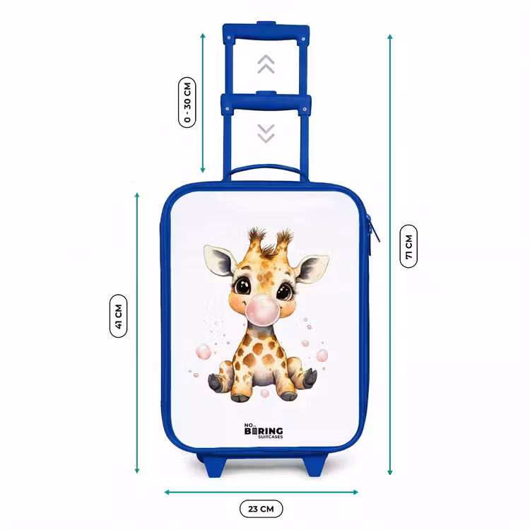 Kinderkoffer Blau - Giraffe mit rosa Gummitier — 7