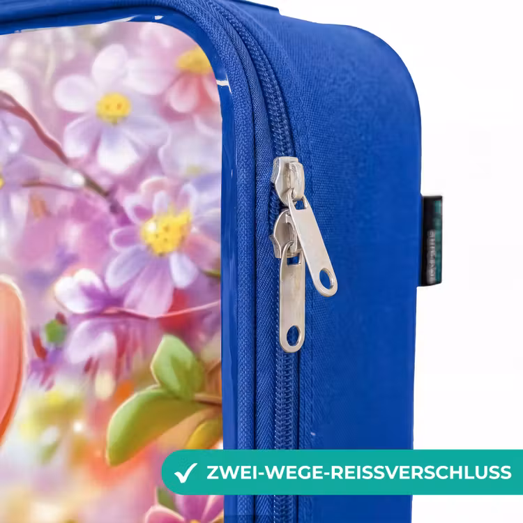 Kinderkoffer Blau - Hirsch und Eichhörnchen in einem bunten Blumenfeld — 5