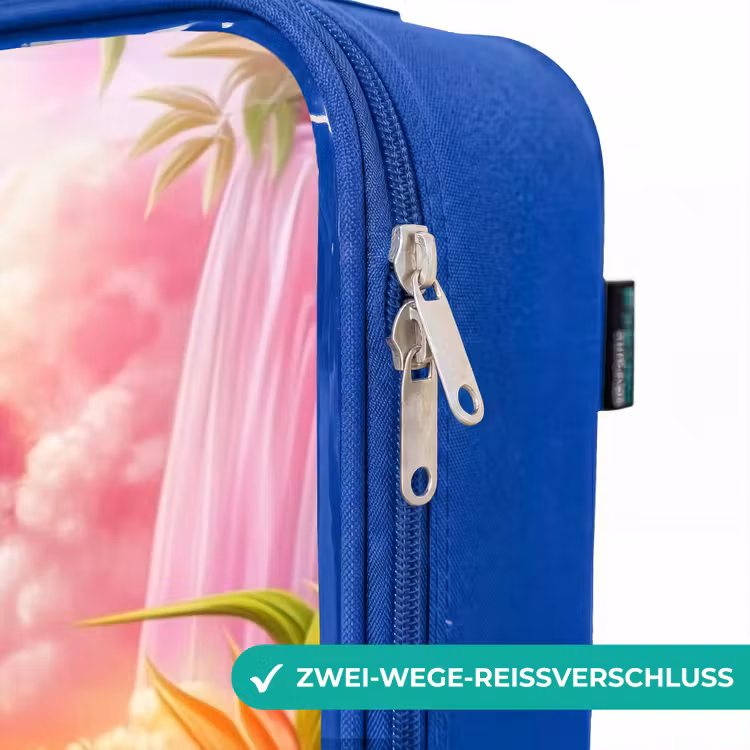 Kinderkoffer Blau - Kätzchen mit Flamingo im tropischen Blumenparadies — 5