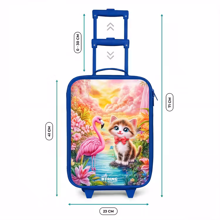 Kinderkoffer Blau - Kätzchen mit Flamingo im tropischen Blumenparadies — 7