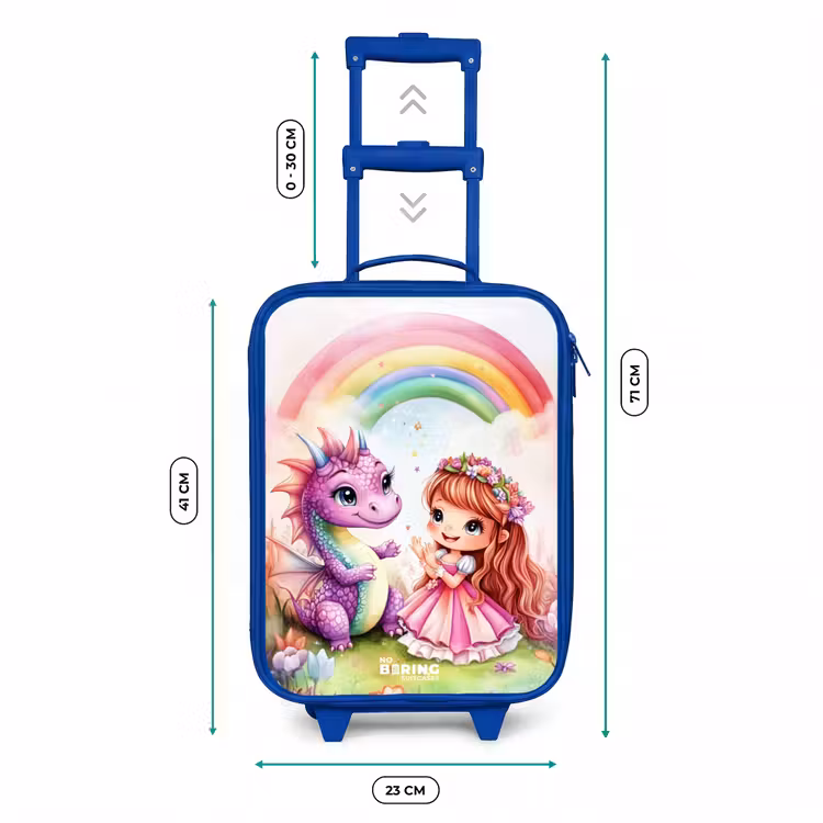 Kinderkoffer Blau - Mädchen mit lila Drache unter Regenbogen — 7
