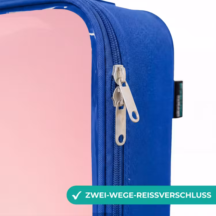 Kinderkoffer Blau - Mädchen mit weißem Einhorn auf rosa Hintergrund — 5