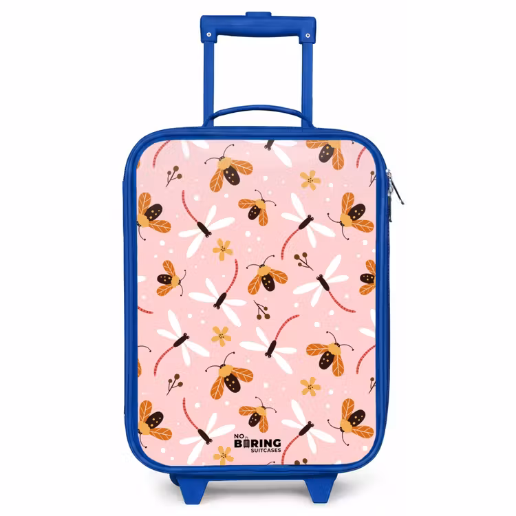 Kinderkoffer Blau - Marienkäfer und Libellen auf rosa Hintergrund — 1