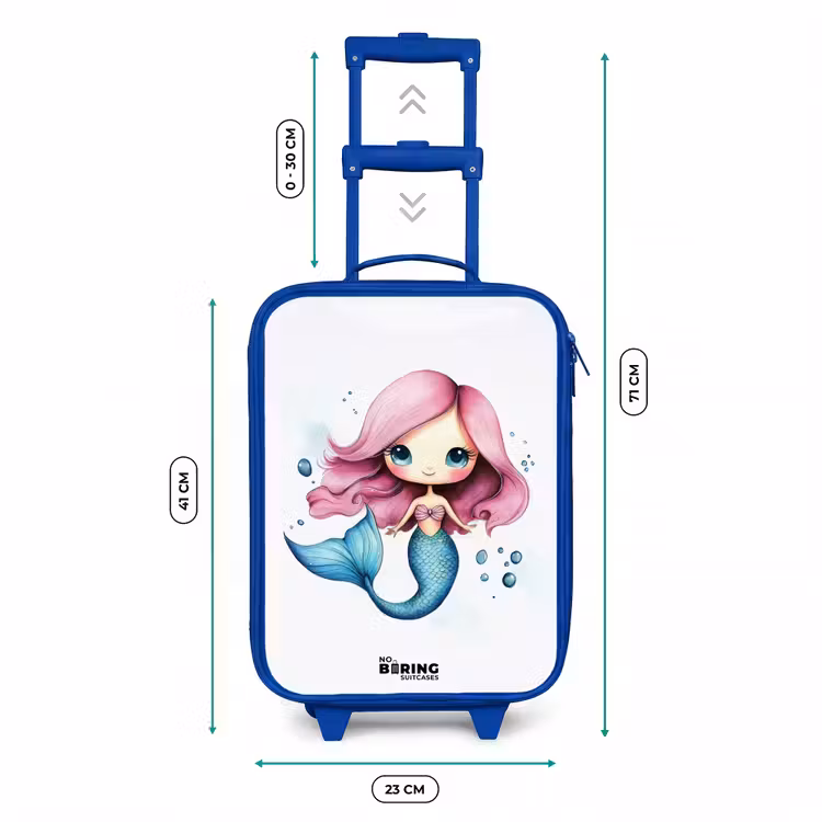 Kinderkoffer Blau - Meerjungfrau mit rosa Haaren und blauem Schwanz zwischen Blasen — 7