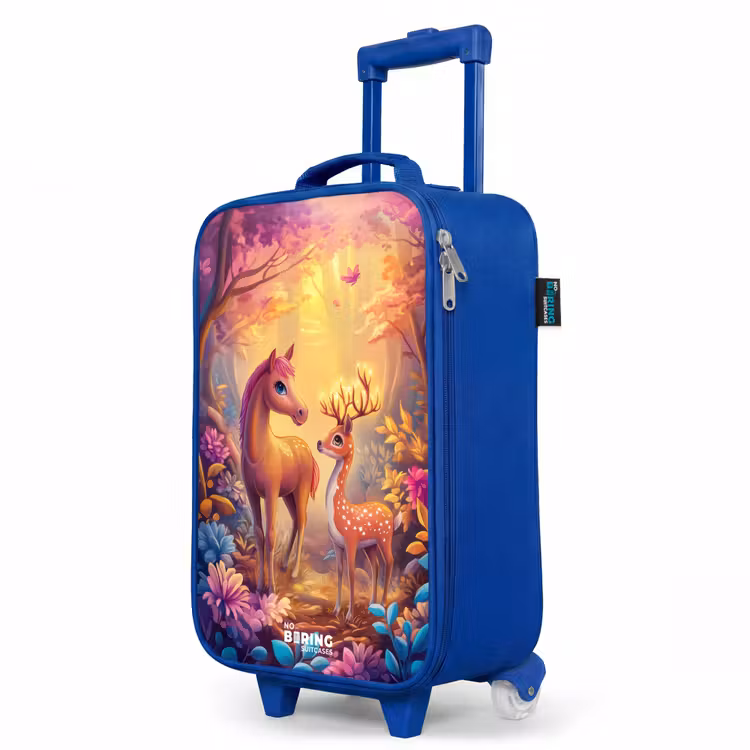 Kinderkoffer Blau - Pferd und Hirsch in einem rosa Märchenwald — 8