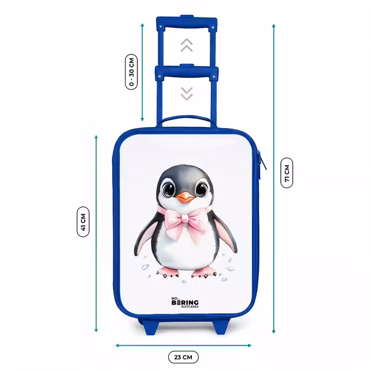 Kinderkoffer Blau - Pinguin mit rosa Schleife und Eistropfen — 7