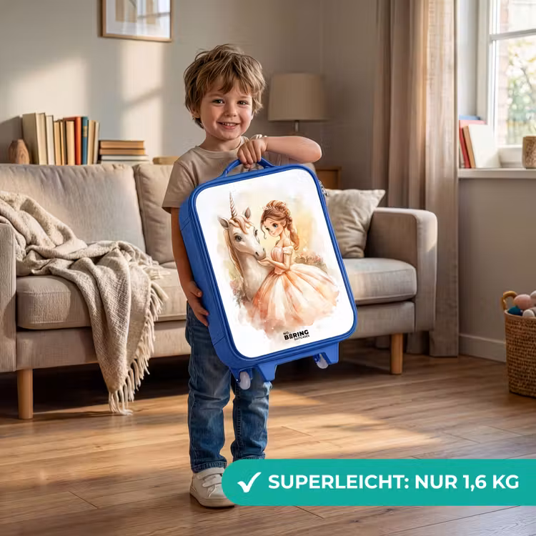 Kinderkoffer Blau - Prinzessin im Kleid mit weißem Einhorn — 3