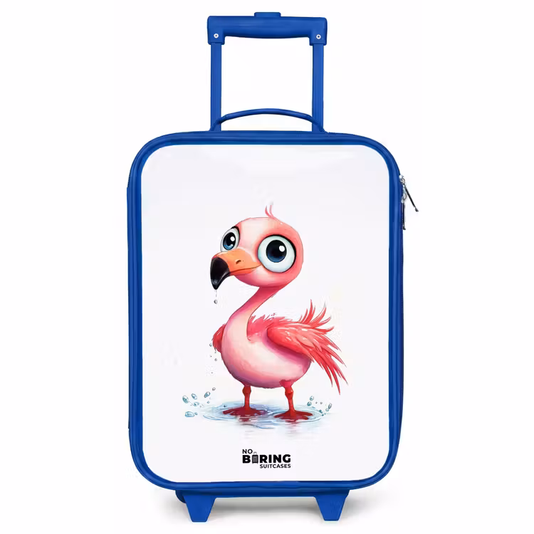 Kinderkoffer Blau - Rosa Flamingo im Wasser — 1