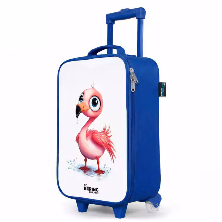 Kinderkoffer Blau - Rosa Flamingo im Wasser — 8