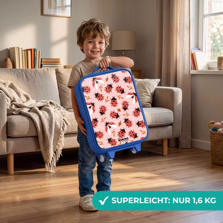 Kinderkoffer Blau - Rote Marienkäfer auf rosa Hintergrund — 3