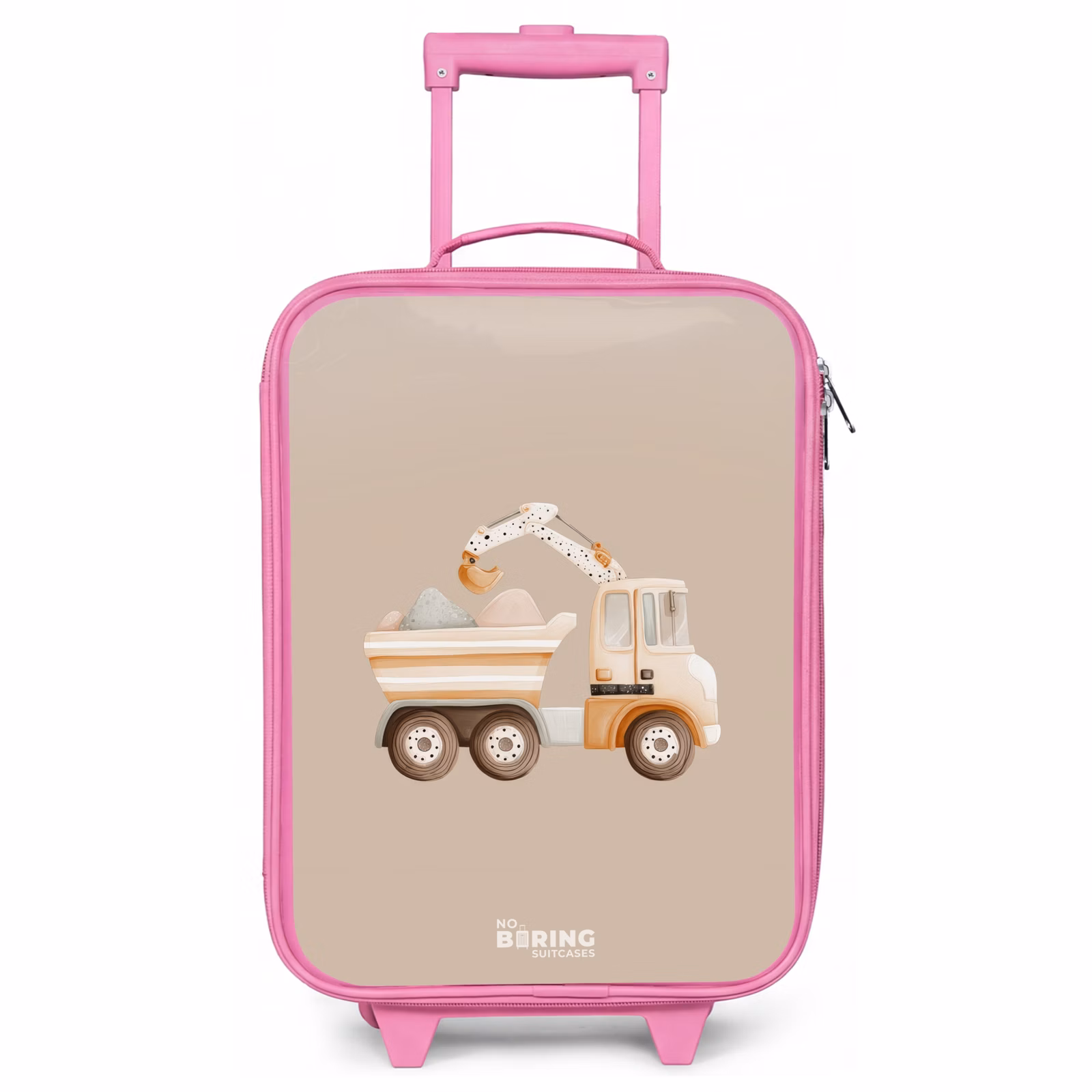 Kinderkoffer Rosa - Gelber Kipplaster in neutralen Farben — 1
