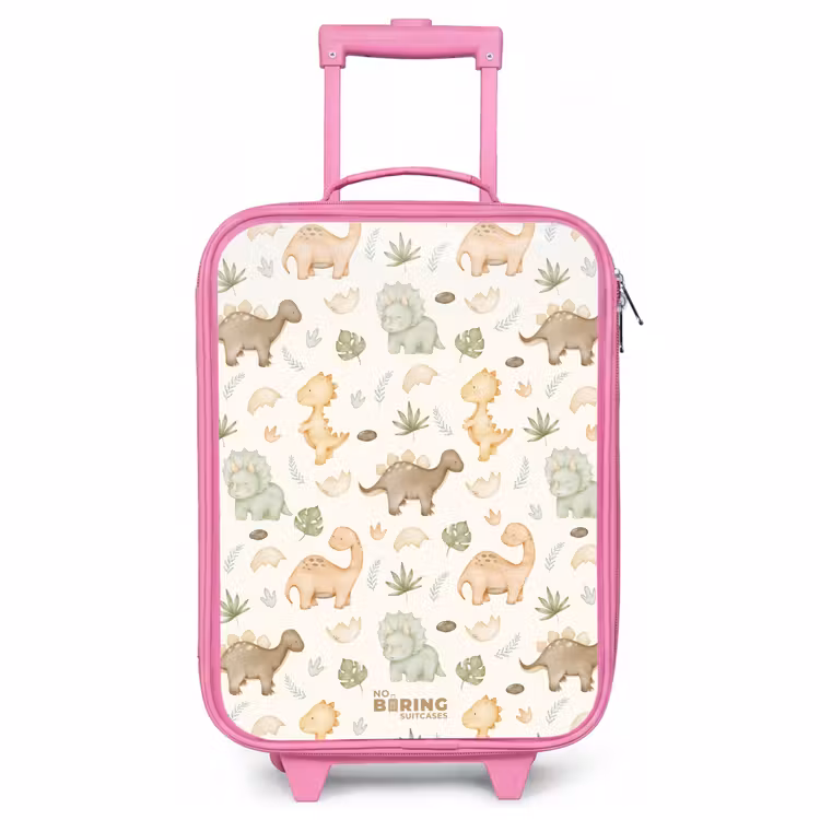 Kinderkoffer Rosa - Dino-Muster in Pastellfarben — 1