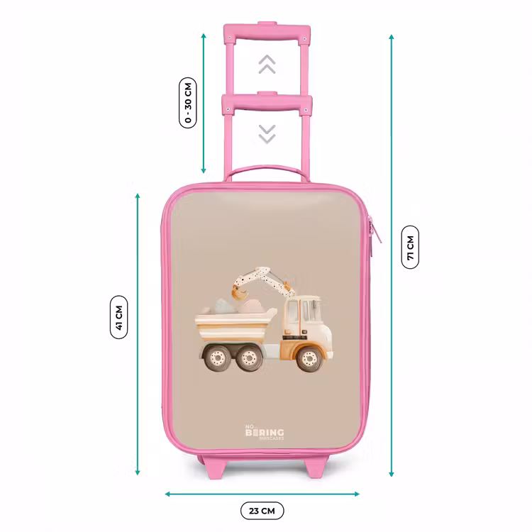 Kinderkoffer Rosa - Gelber Kipplaster in neutralen Farben — 7