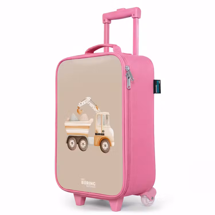 Kinderkoffer Rosa - Gelber Kipplaster in neutralen Farben — 8