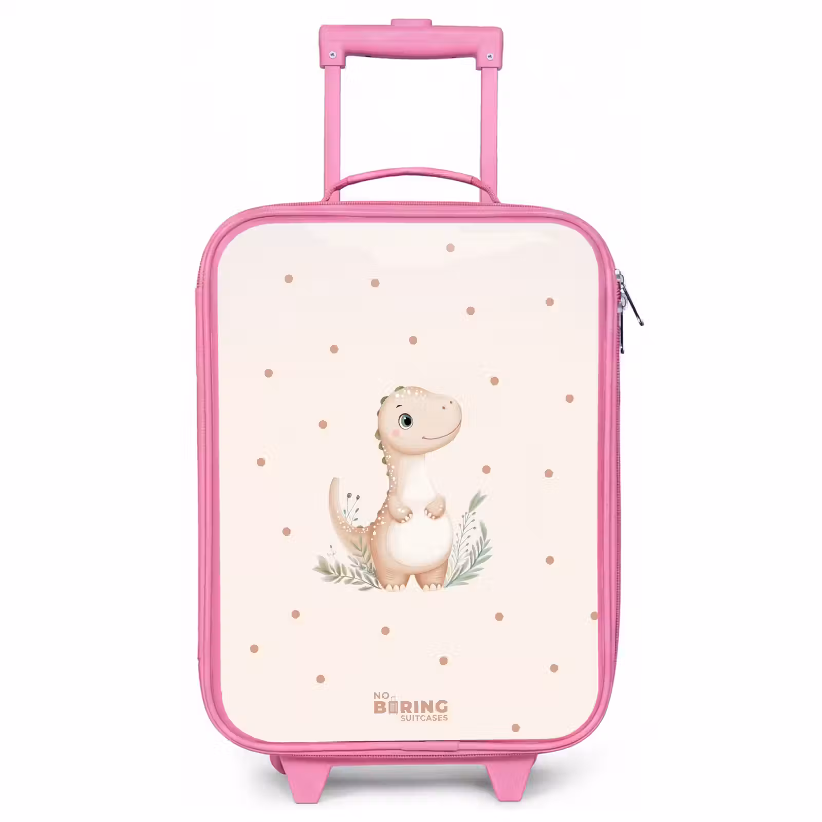 Kinderkoffer Rosa - Beigefarbener Dino auf getupftem Hintergrund — 1