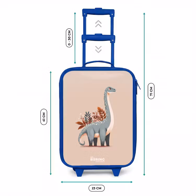 Kinderkoffer Blau - Blauer Dinosaurier auf einem beigen Hintergrund — 7