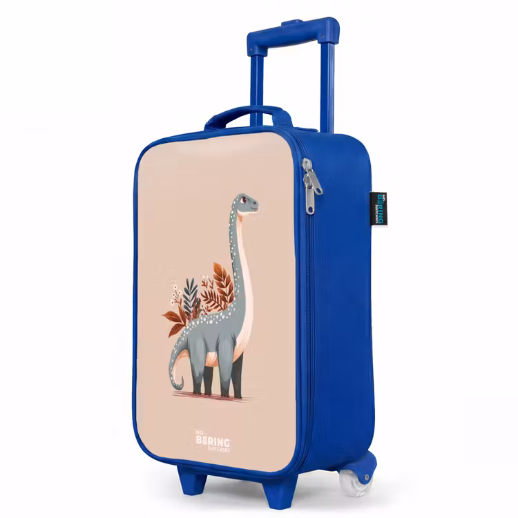 Kinderkoffer Blau - Blauer Dinosaurier auf einem beigen Hintergrund — 8