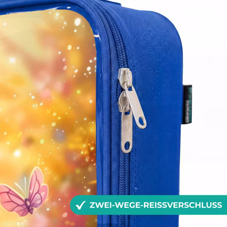 Kinderkoffer Blau - Einhorn mit bunten Blumen — 5