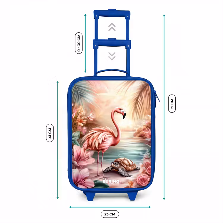 Kinderkoffer Blau - Flamingo und Schildkröte an einem rosa Strand. — 7