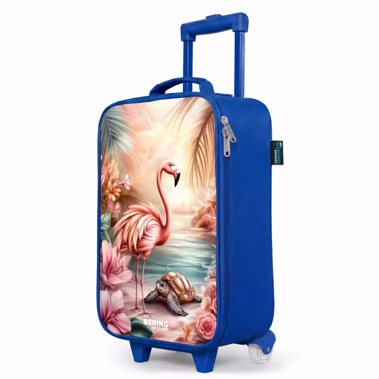 Kinderkoffer Blau - Flamingo und Schildkröte an einem rosa Strand. — 8